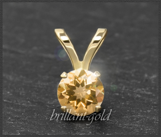 Anhänger 585 Gold Citrin orange, 4,5,6,7mm